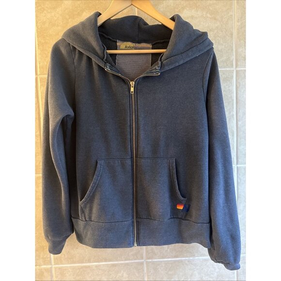 Aviator Nation Hoodie Unisex S Gray Zip Lightning Bolt Jacket Logo Comfy Soft - Picture 1 of 12